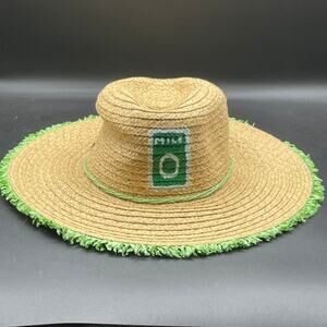 Panama Jack Women's Wide Rim Floppy UPF 50+ Sun Hat Green Trim NWT